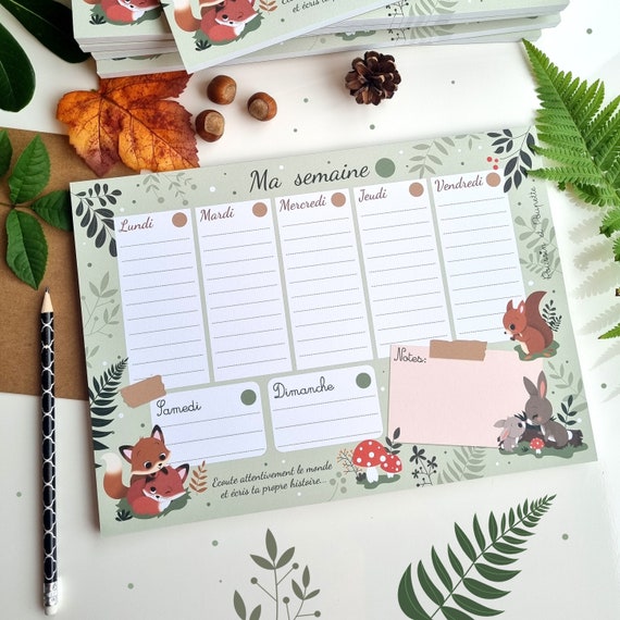 Weekly Planner A4 Fox, Notepad A4 Fall, Planner Week A4, Semainier