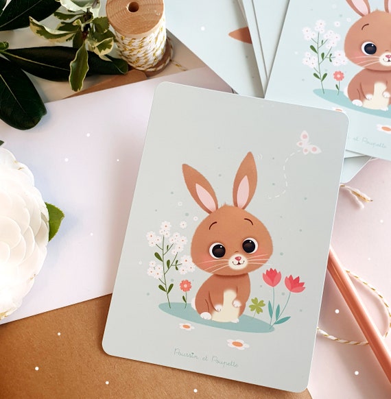 Carte Lapin Carte Printemps Cartes De Vœux Cartes Paques Etsy France