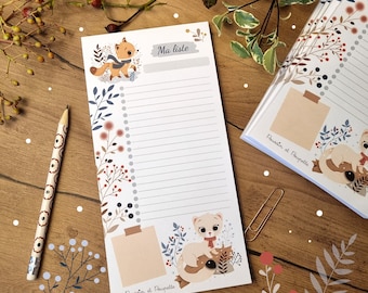 To do list Winter, Winter lined notepad, to do list notepad, Kawaii stationery, Forest animal notepad