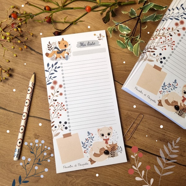 To do list Winter, Winter lined notepad, to do list notepad, Kawaii stationery, Forest animal notepad