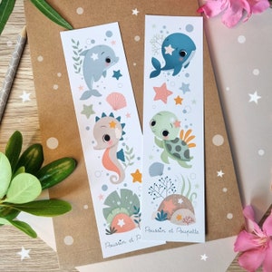 Ocean Bookmark, Summer Bookmark, Kawaii Bookmark, Ocean Animals Bookmark, Illustrated Bookmark, Summer Bookmark