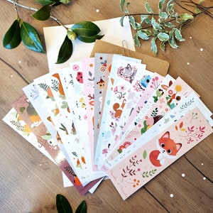 Lot 20 Bookmarks, Fox bookmarks, Kawaii bookmarks, Cute bookmarks, Illustrated bookmarks, Autumn bookmarks