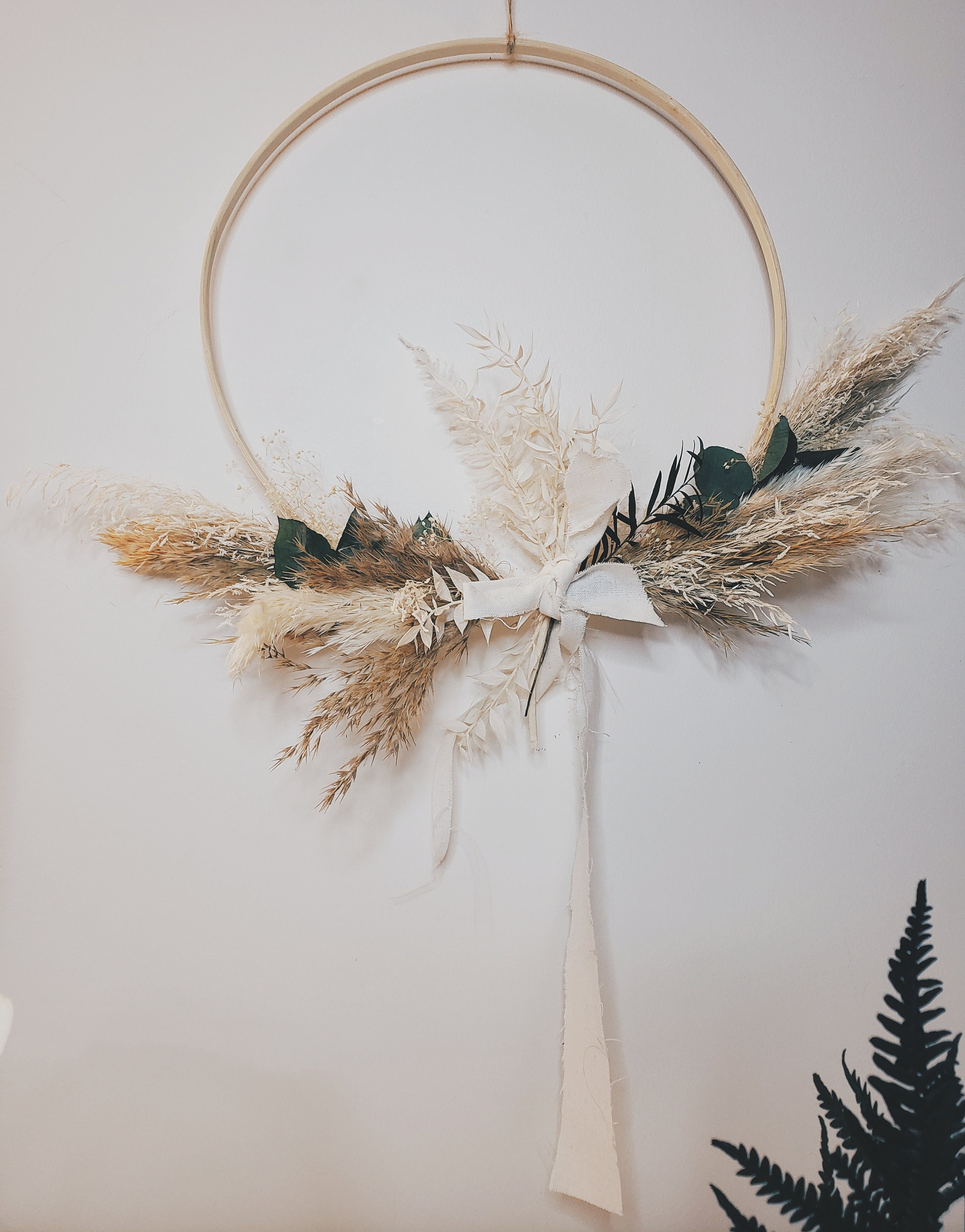 Couronne Murale Fleurs Séchées Pampa