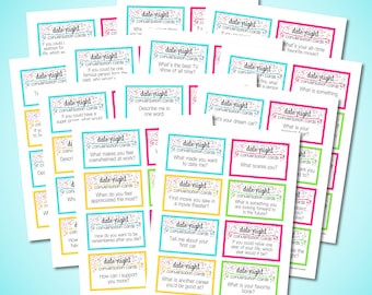 Date Night Conversation Starter Cards Druckbare PDF - Date Night Ideen - Verabredungen - Paare - Jahrestag - Spaß - romantisch