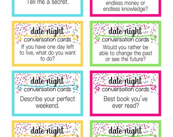 Date Night Conversation Starter Cards Printable PDF Date Night