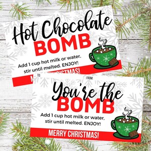 Hot Chocolate Bombs Gift Tags - Christmas Gift Tags -Printable Gift Tags