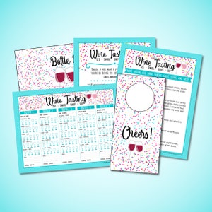 Wine Tasting Kit Printable PDF - Instant Download - Wine Scorecard, labels, how to bundle. Date Night - Bachelorette Party - Girl&#39;s Night