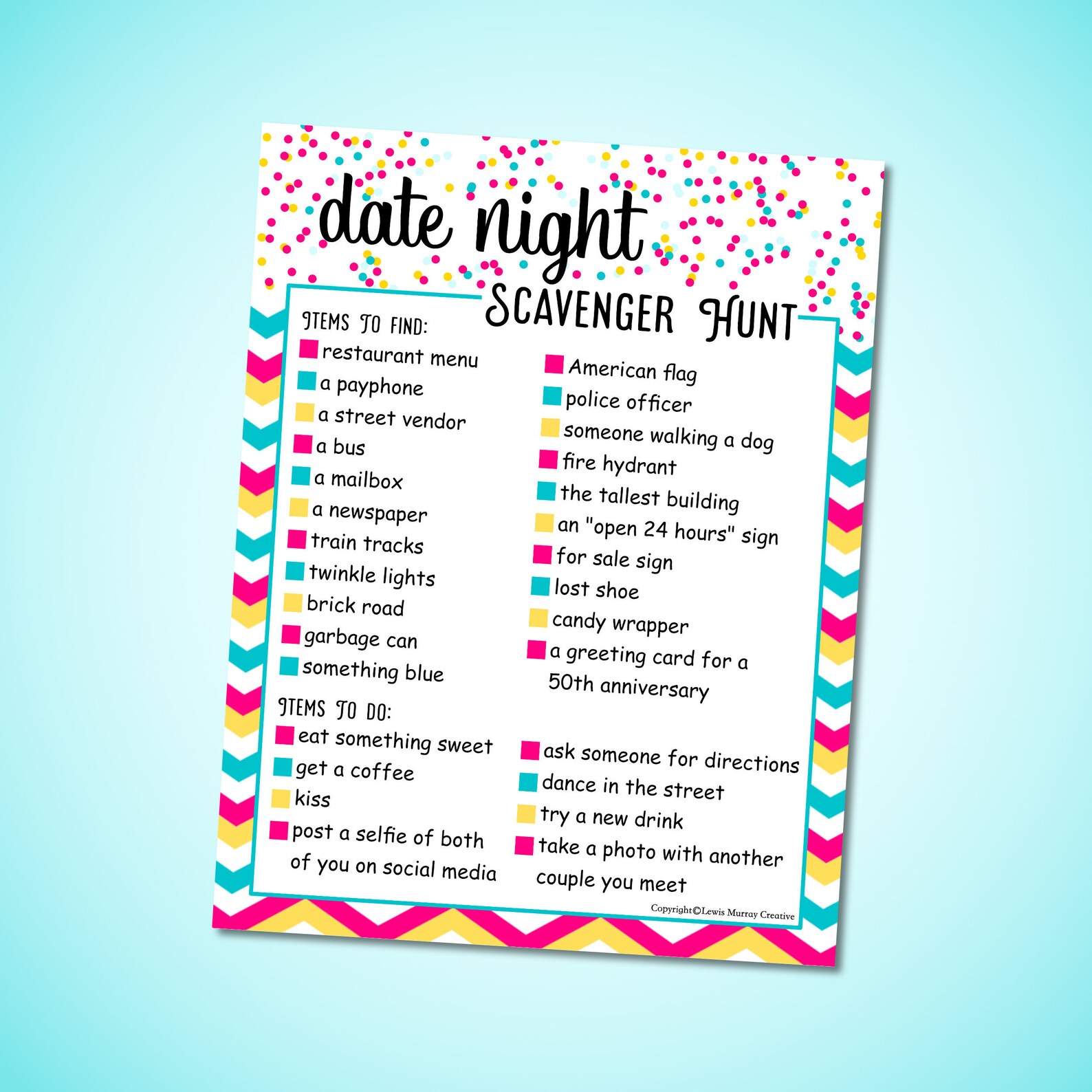 Date Night Scavenger Hunt Printable PDF date night game Etsy