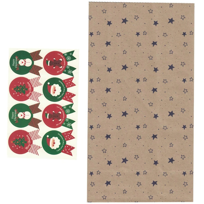 Gift Paper Bag Paper Stickers Xmas Candy Food Cookies Packing Paper Bags 40pcslot Christmas Kraft Paper Bag