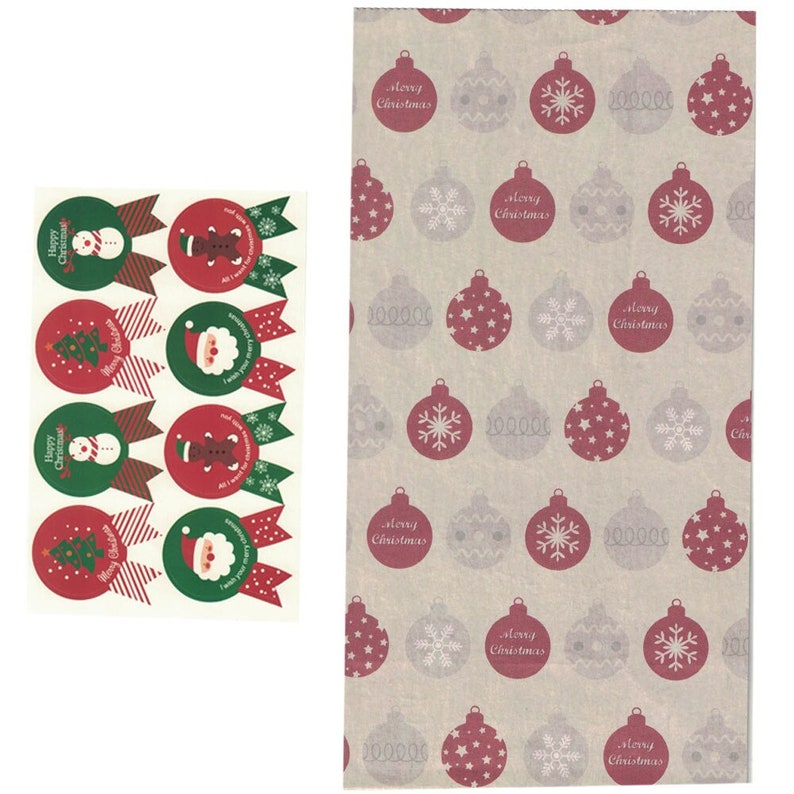 Christmas Kraft Paper Bag Gift Paper Bag Paper Stickers Xmas Candy Food Cookies Packing Paper Bags 40pcslot