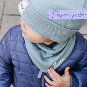 Beanie Mütze personalisiert, individuell bedruckt mit Namen, Mütze für Babies, Kinder & Erwachsene als Babygeschenk aus Baumwolle Bild 5