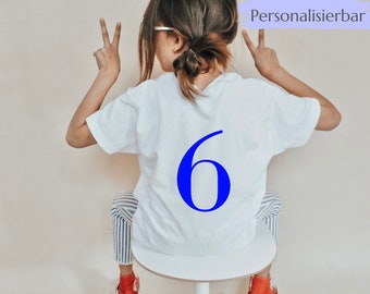 Personalisiertes T-Shirt zum Geburtstag für Kinder Junge Mädchen Geburtstagsshirt mit Name und Zahl