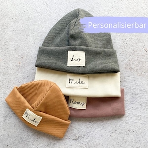 Beanie hat personalized, individually printed with name, hat for babies, children & adults as a baby gift made of cotton