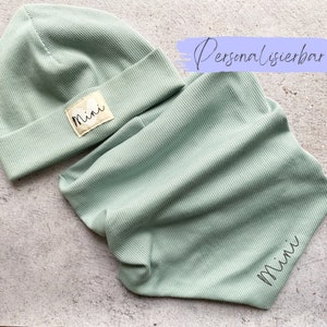 Beanie Mütze personalisiert, individuell bedruckt mit Namen, Mütze für Babies, Kinder & Erwachsene als Babygeschenk aus Baumwolle Bild 6