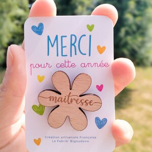 Personalized brooch for the end of the year, master gift, atsem, nanny, personalized wooden pin, flower brooch