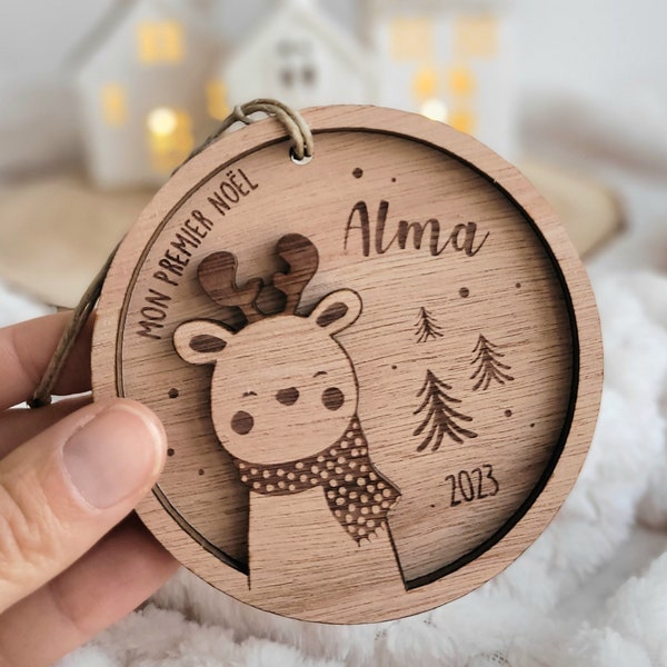 Mon premier Noël, boule de noël personnalisée - Décoration de noël en bois mon premier Noël