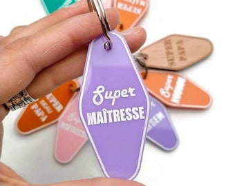 Porte clef super maîtresse, super nounou, super maître. Cadeau de fin d'année porte clef atsem, nounou, maîtresse, maître