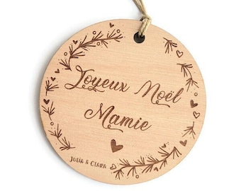 Joyeux noel mamie- boule de noel personnalisée pour les mamies - Ornement personnalisé - Décoration de noël en bois