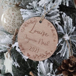 Personalized Christmas Bauble Baby's First Christmas Personalized Ornament Wooden Christmas Decoration image 5