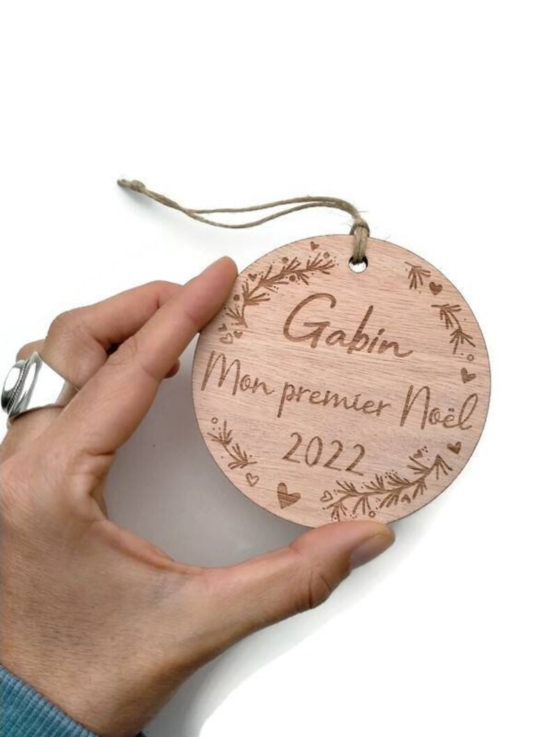 Personalized Christmas Bauble Baby's First Christmas Personalized Ornament Wooden Christmas Decoration image 10