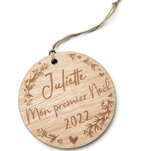 Personalized Christmas Bauble Baby's First Christmas Personalized Ornament Wooden Christmas Decoration image 7