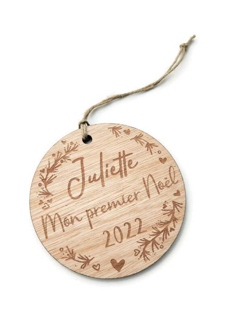 Personalized Christmas Bauble Baby's First Christmas Personalized Ornament Wooden Christmas Decoration image 7