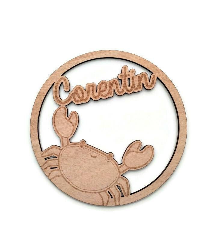 Décoration Murale Crabe avec Le Prénom de Votre Choix