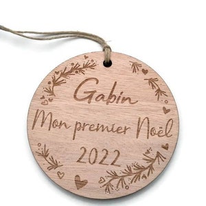 Personalized Christmas Bauble Baby's First Christmas Personalized Ornament Wooden Christmas Decoration image 9