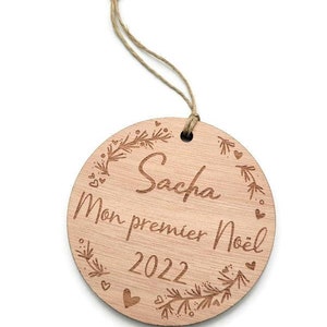 Personalized Christmas Bauble Baby's First Christmas Personalized Ornament Wooden Christmas Decoration image 4