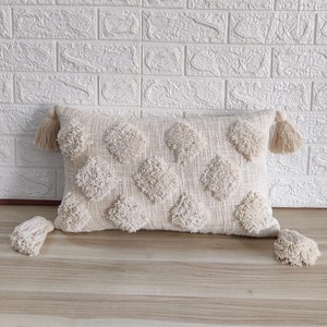 Federa per cuscino strutturata Boho trapuntata in cotone bianco sporco bianco naturale / 12x20 / 14x20 / 14x24 / 16x24 fodera per cuscino decorativo
