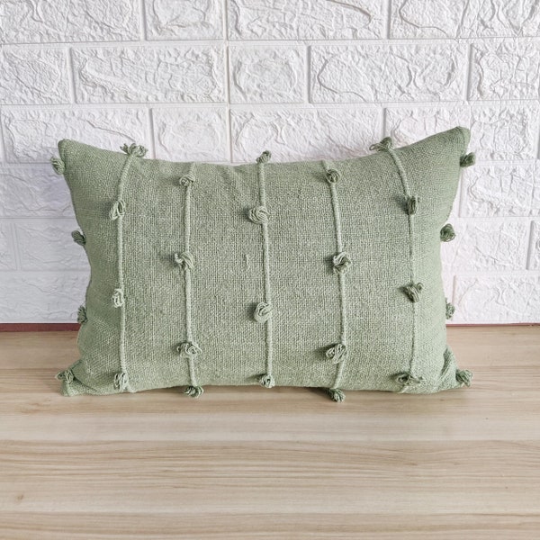 Natürliche rohe Baumwolle Handwebstuhl gewebter handgefärbter strukturierter Stoff Boho Kissenbezug 12x20, 14x20, 18x18, 20x20, 22x22, 24x24 Dekokissenbezug