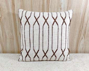 Hand Embroidered Cotton Throw Pillow Case | Boho Cushion Cover