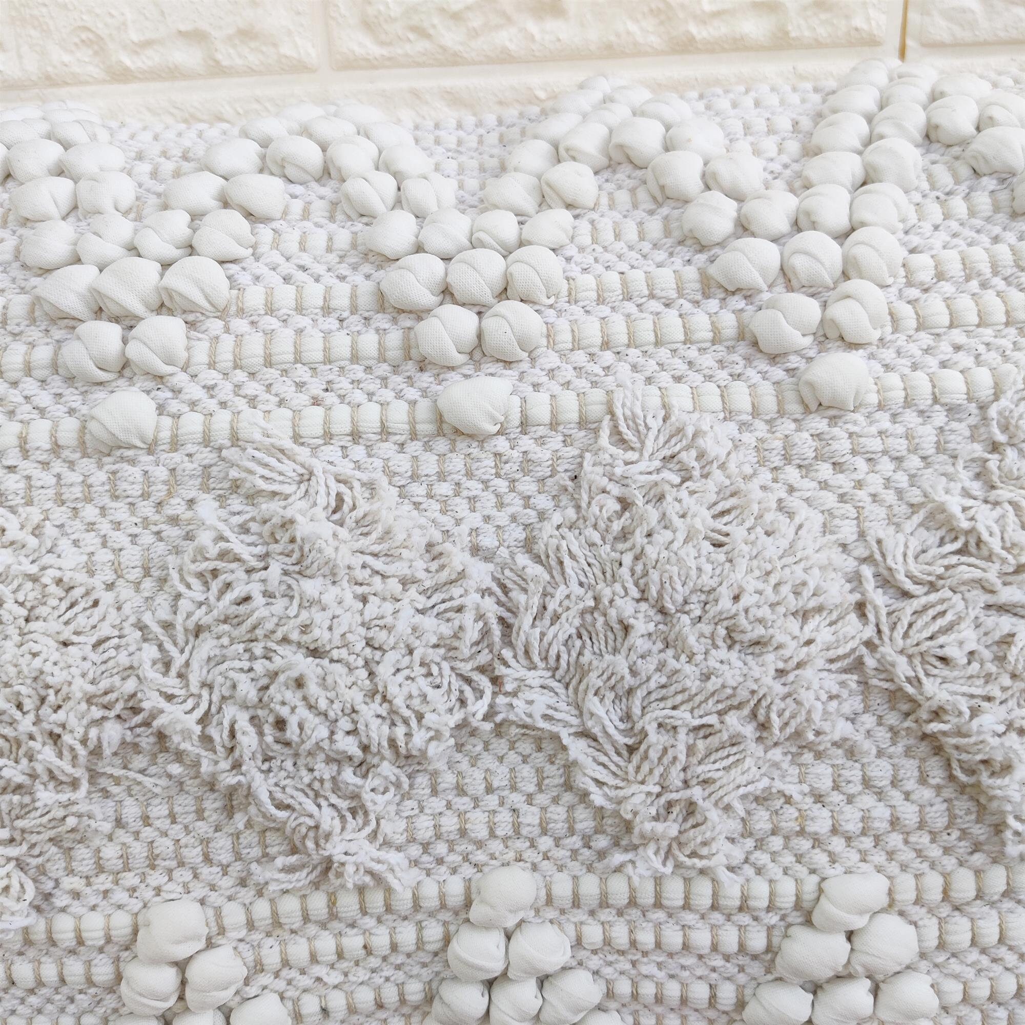 Hand Loom Woven Cotton Pillow Cover 14x24 Inch White Cream Etsy