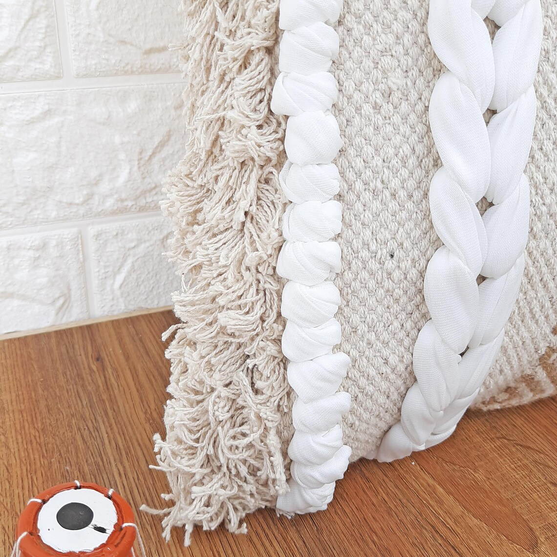 Cotton & Jute Hand Woven Pillows Natural Jute Brown Natural Etsy