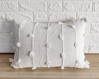 Funda de cojín de algodón crudo natural, tejida a mano, con textura teñida a mano, estilo bohemio, de 12 x 20, 14 x 20, 18 x 18, 20 x 20, 22 x 22, 24 x 24 pulgadas