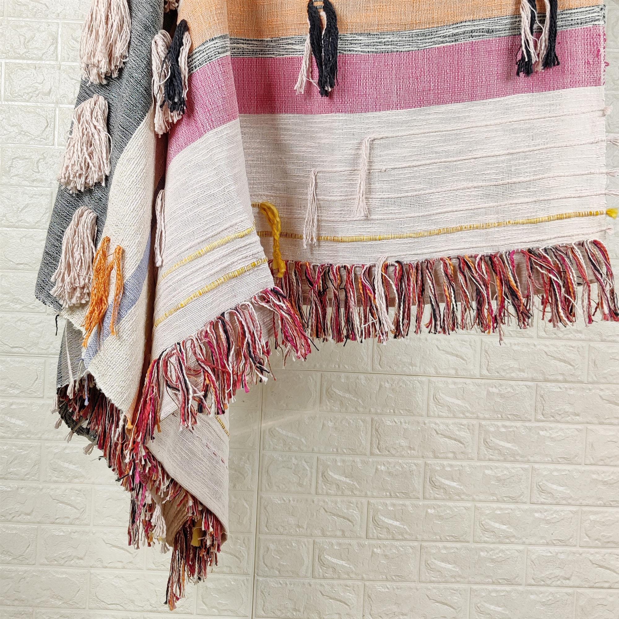 Pink woven throw sale