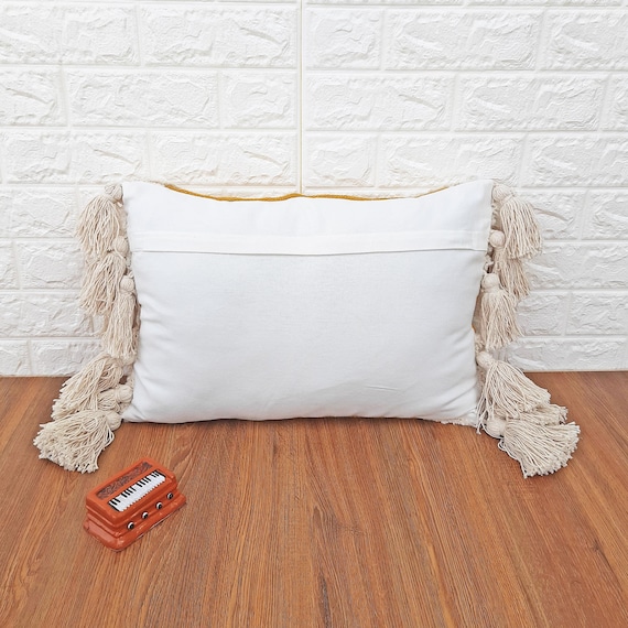 Mustard Yellow & Ivory off White Cream Tufted Boho Textured