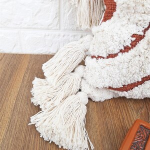 Terracotta & Ivory Color Tufted Boho Textured Pillow Case With Tassels ...