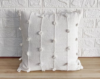 Funda de cojín de algodón crudo natural, tejida a mano, con textura teñida a mano, estilo bohemio, de 12 x 20, 14 x 20, 18 x 18, 20 x 20, 22 x 22, 24 x 24 pulgadas