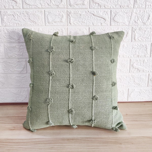 Telar de mano de algodón crudo natural tejido teñido a mano tejido con textura Boho Cushion Cover 12x20, 14x20, 18x18, 20x20, 22x22, 24x24 Throw Pillow Cover