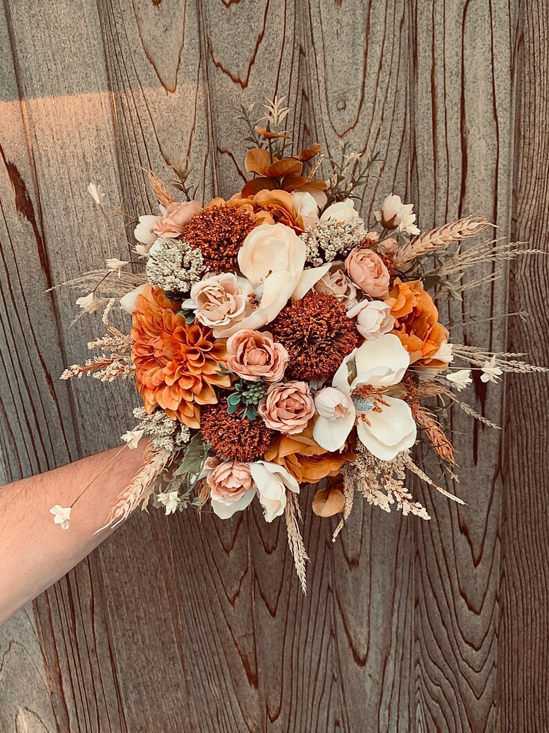 Large fall bridal bouquet silk bridal bouquet artificial Etsy