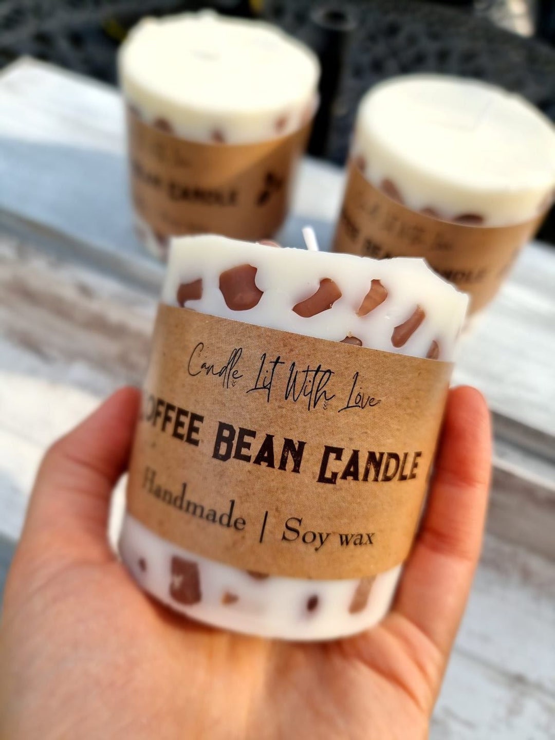 Coffee Bean Candle/ Soy Wax Coffee Candle / Pillar Candle / Coffee Scent Etsy
