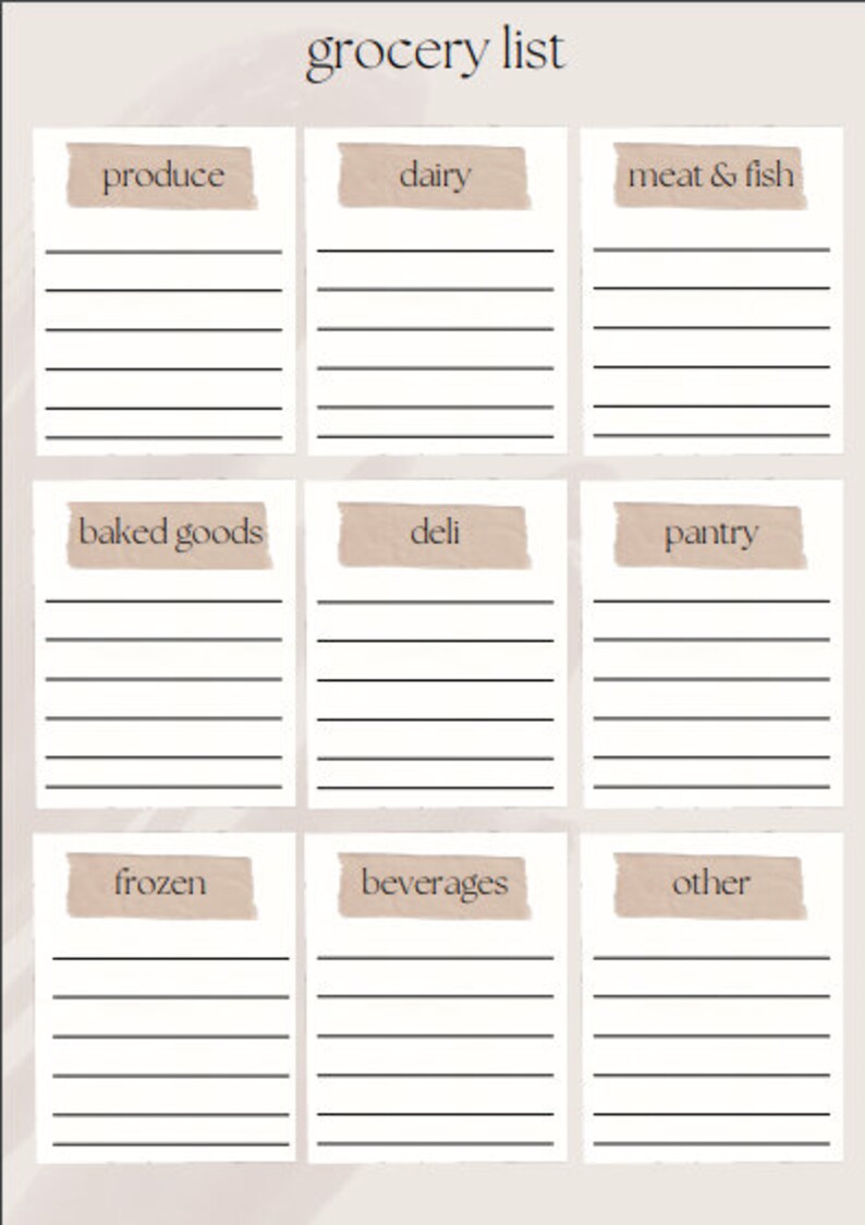 Printable Organizational Sheets - Etsy