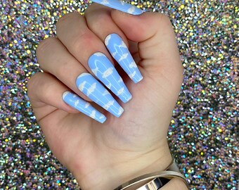 Light Blue Nails Etsy Light Blue Nails Etsy
