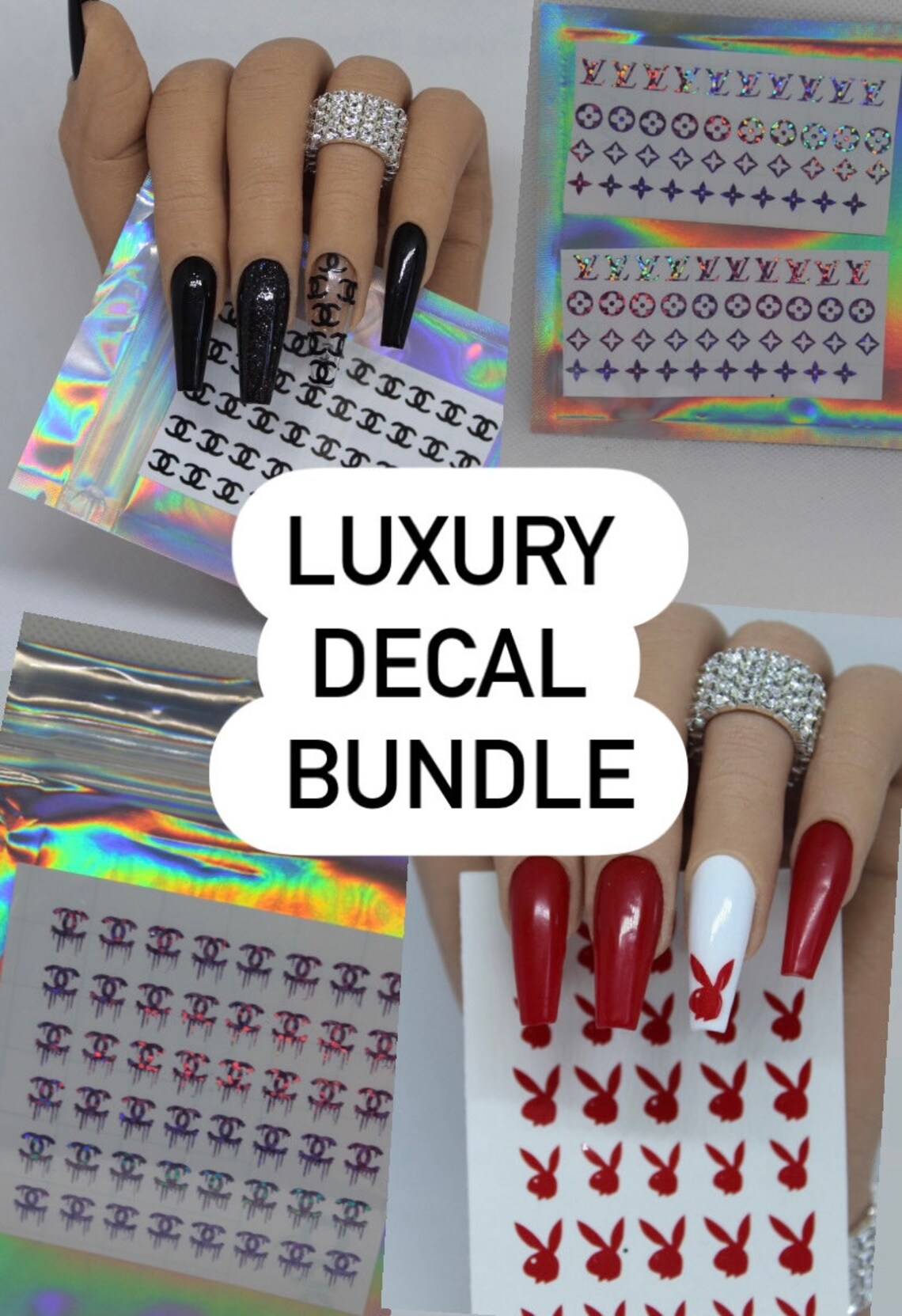 Luxury nail decals / luxury nail stickers / nail decals / nail Etsy