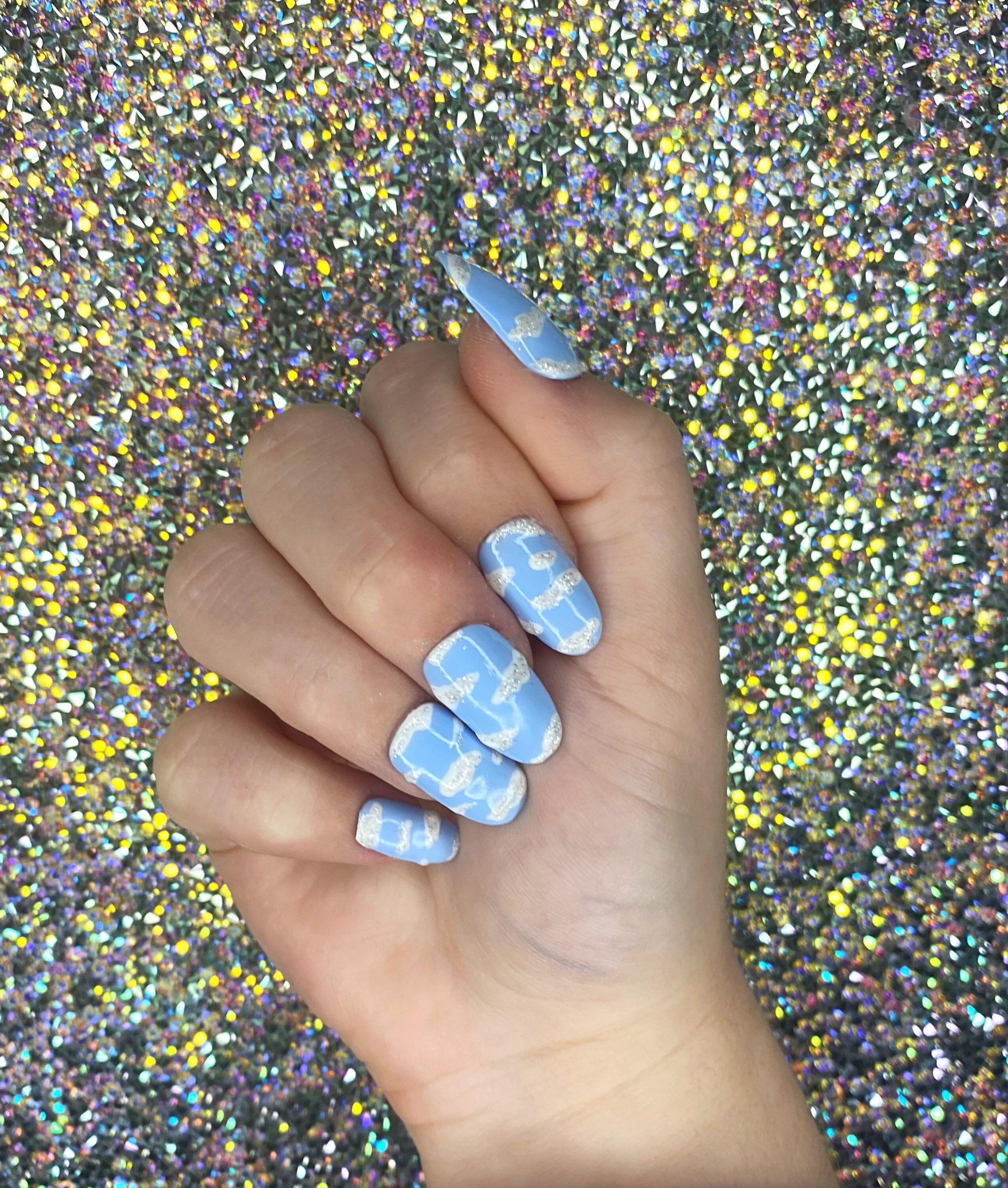 Short Oval Press On Nails Blue Press On Nails Baby Blue Etsy Short Oval Press On Nails Blue Press On Nails Baby Blue Etsy