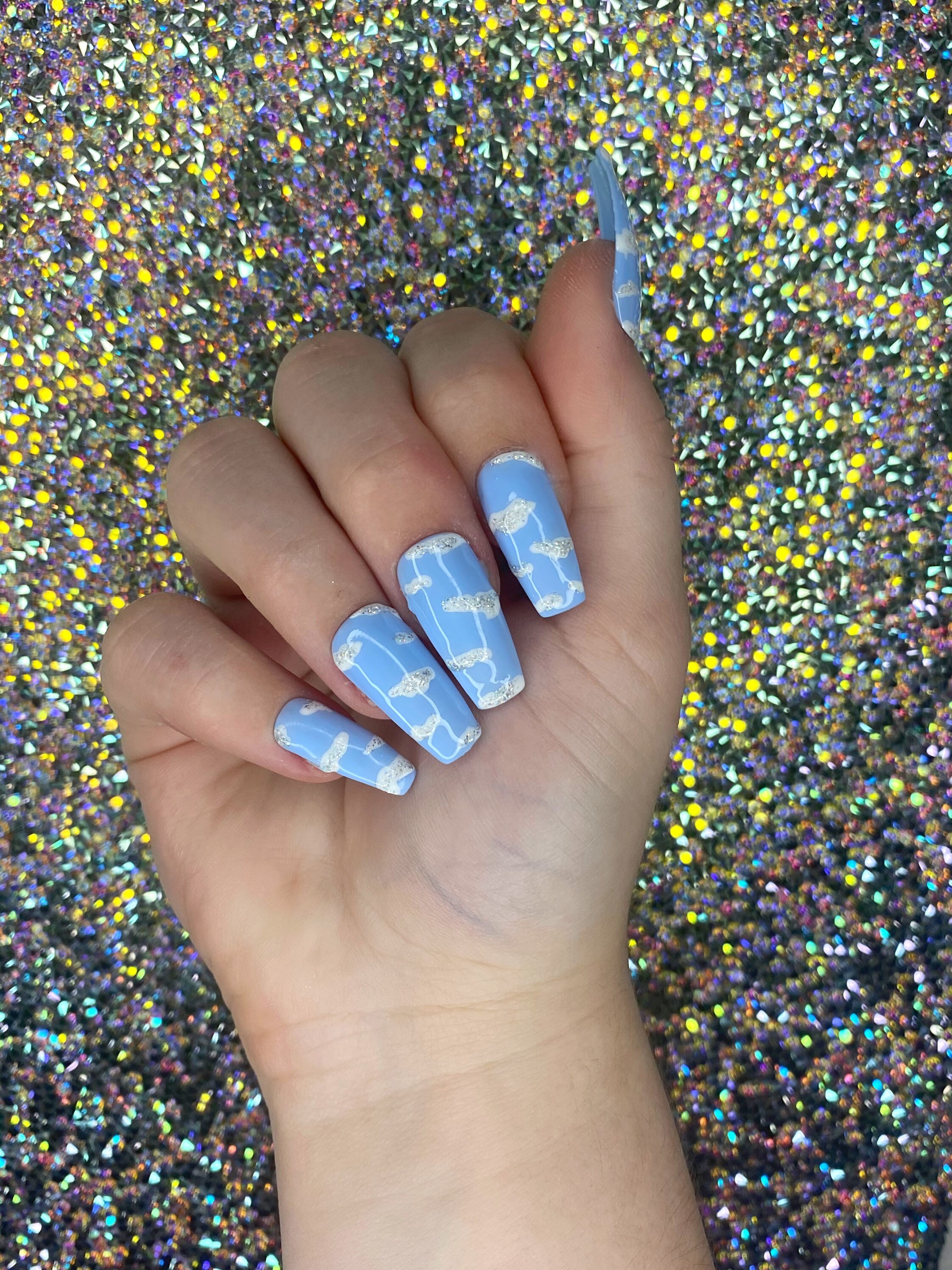 Medium Length Ballerina Press On Nails Blue Press On Nails Etsy Medium Length Ballerina Press On Nails Blue Press On Nails Etsy