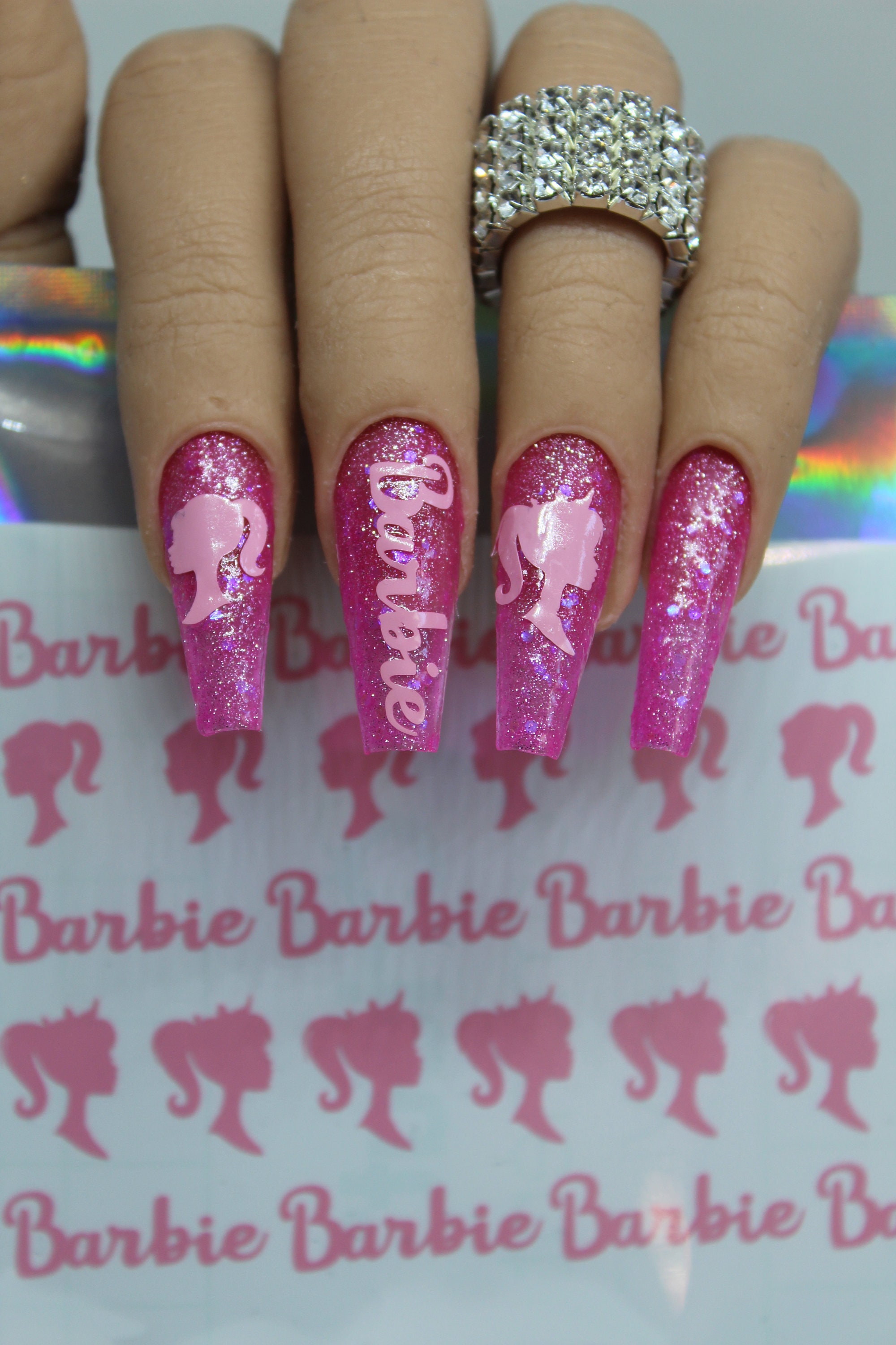 Barbie Nail Stickers / Barbie Nail Decals / Pink Nail Decals / Etsy