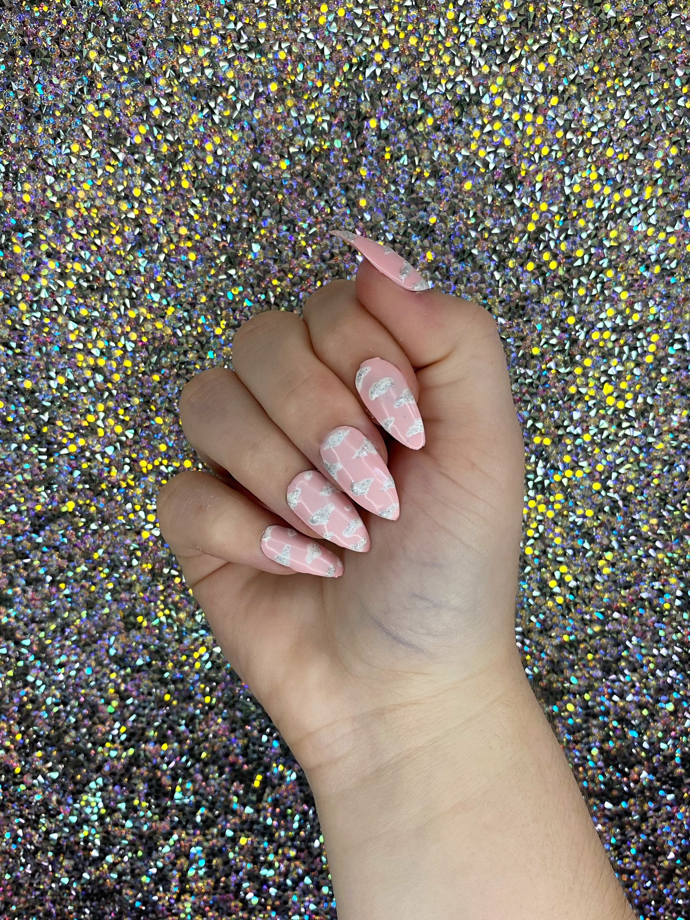 Short Stiletto Press On Nails Light Pink Nails Baby Pink Etsy