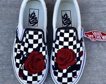 checkered rose vans